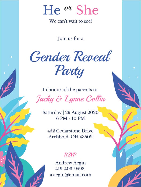 simple gender reveal invitation template