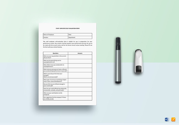 staff self evaluation template