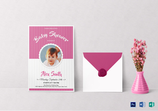 stylish baby shower invitation word template