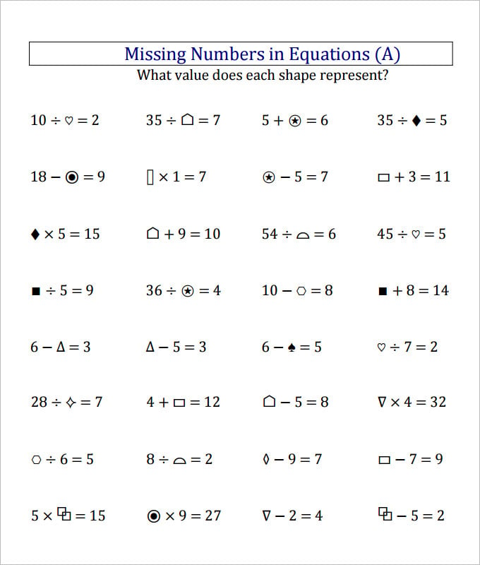 22 Sample Missing Numbers Worksheet Templates | Free PDF Documents