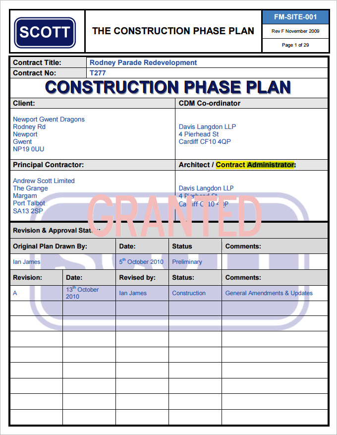 the construction phase plan