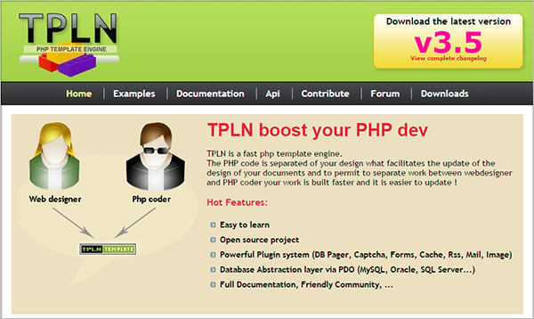 tpln fast php template engine