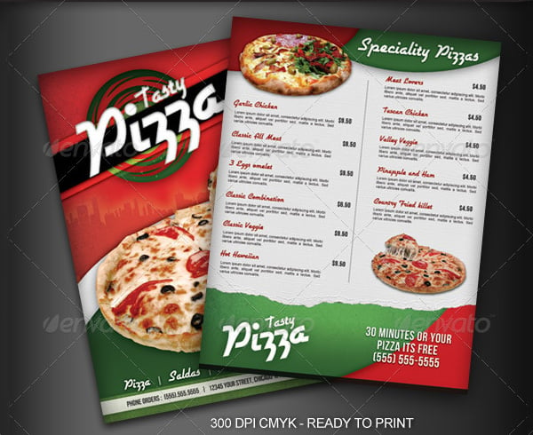 tasty pizza menu template