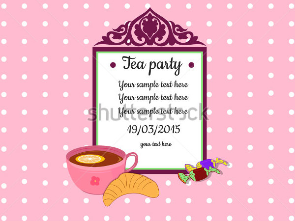 tea party invitation pink