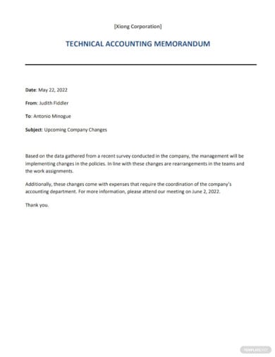 technical accounting memo template