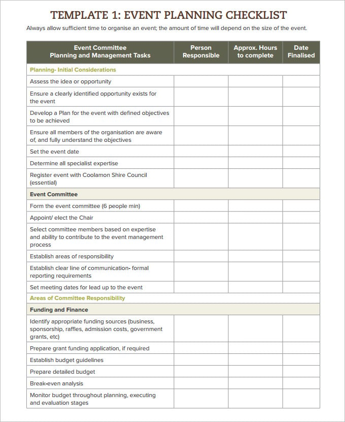 template event planning checklist