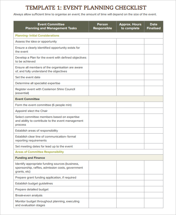 23+ Event Checklist Templates Word, PDF, Google Docs