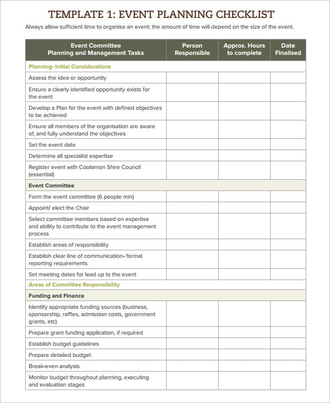 23 Event Checklist Templates Word PDF Google Docs