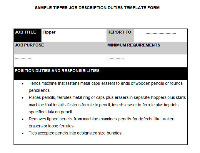 tipper job description template