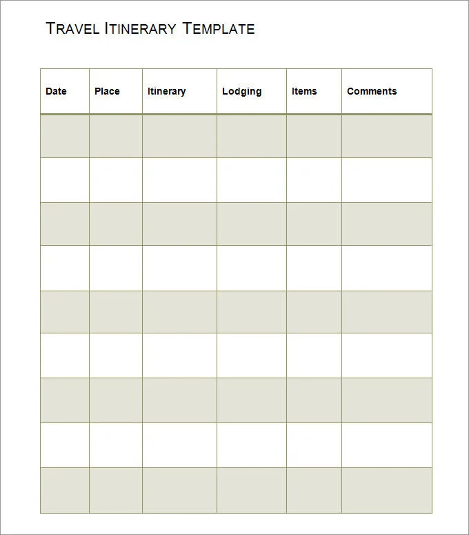 travel itinerary template in pdf