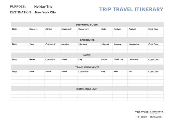 35  Travel Itinerary Templates DOC PDF Apple Pages Google Docs