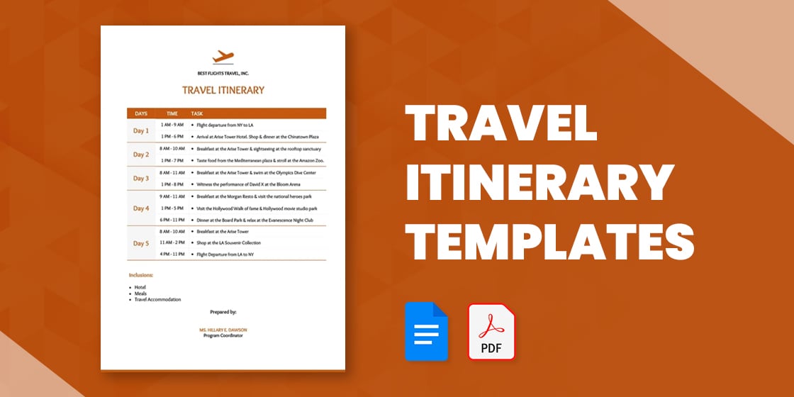 travel itinerary examples