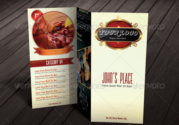 tri fold restaurant food menu template