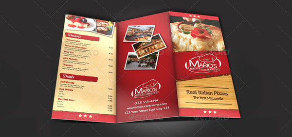 trifold pizzeria menu template