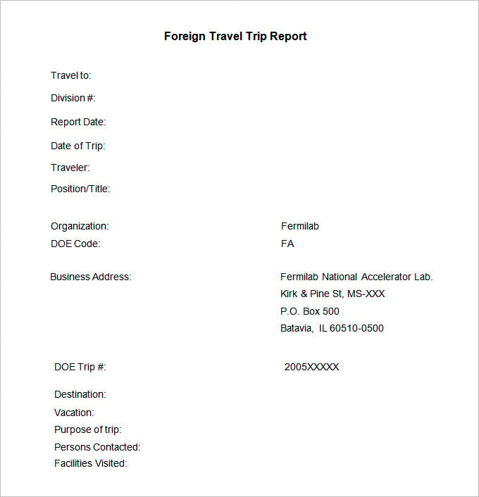 trip report template free download