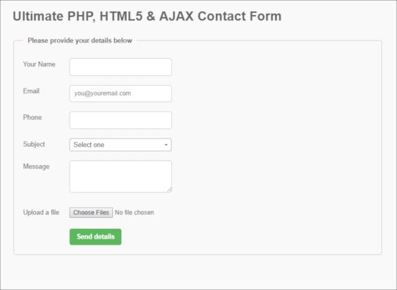 ultimate php html5 ajax contact form