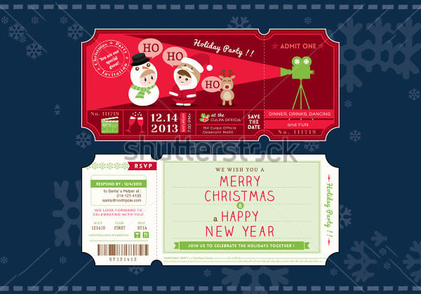 vector christmas party ticket invitation template