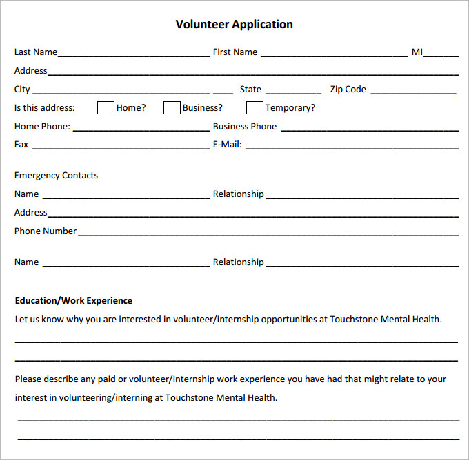 Free downloadable templates of volunteer forms