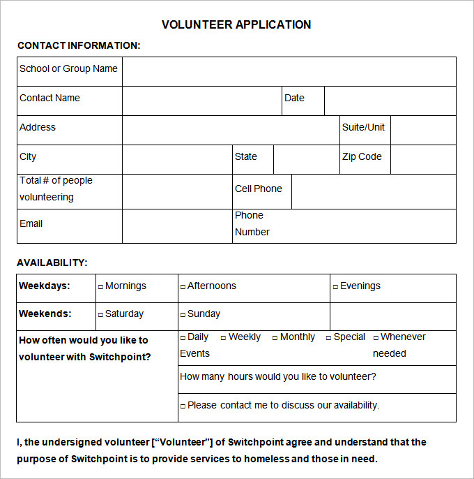 14 Volunteer Application Template Word PDF 14 Volunteer Application Template Word PDF