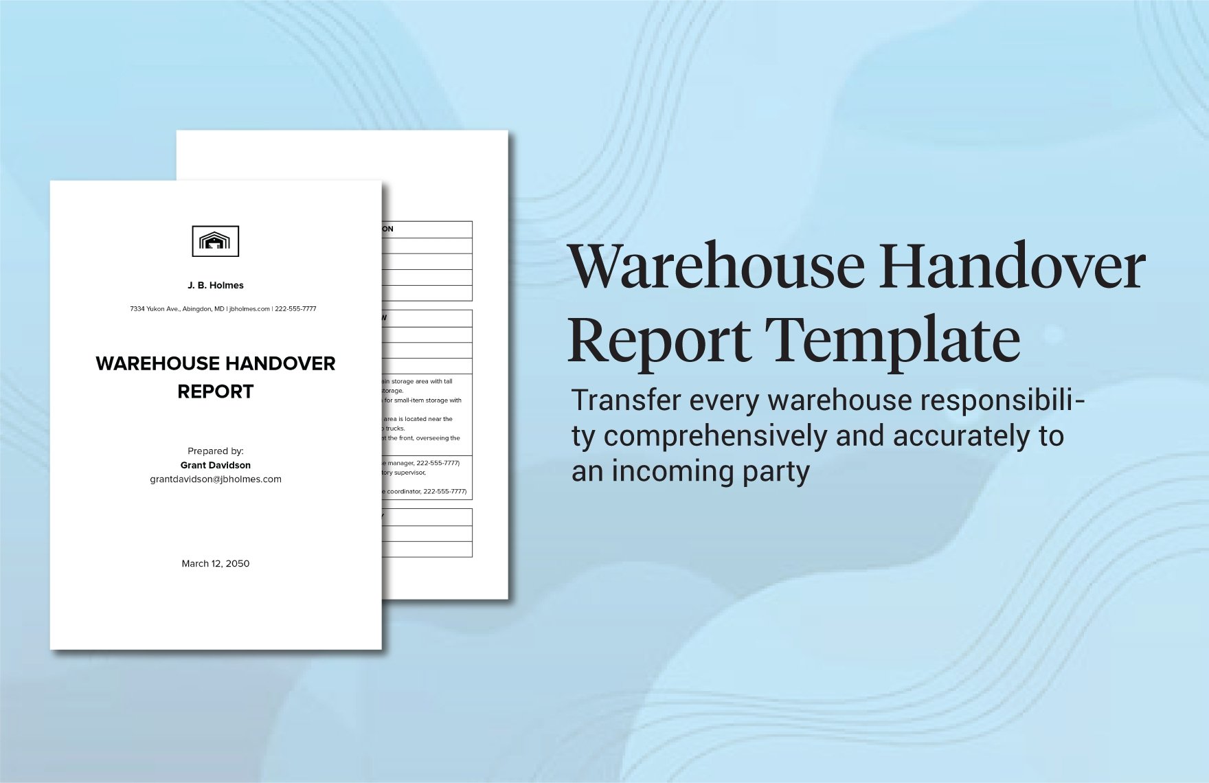 warehouse handover report template