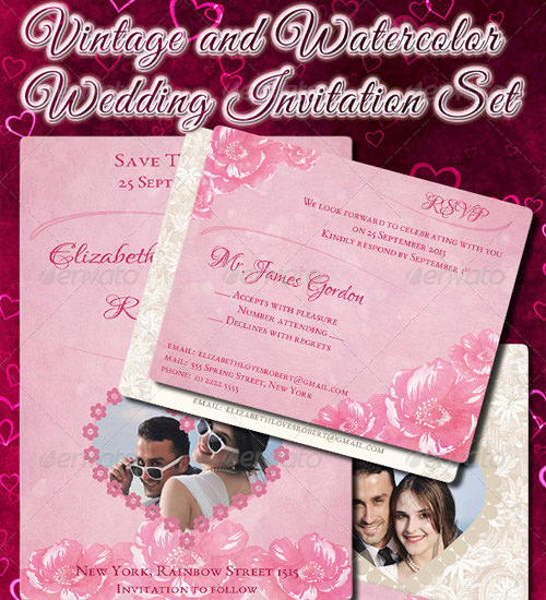 watercolor wedding menu template