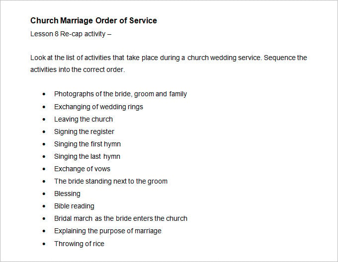 wedding order service template