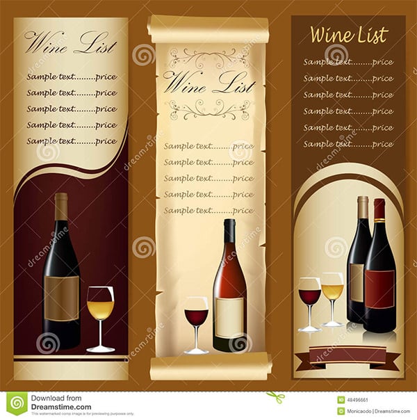 wine menu elegant glass bottle