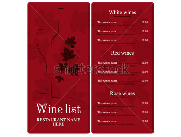wine menui list design