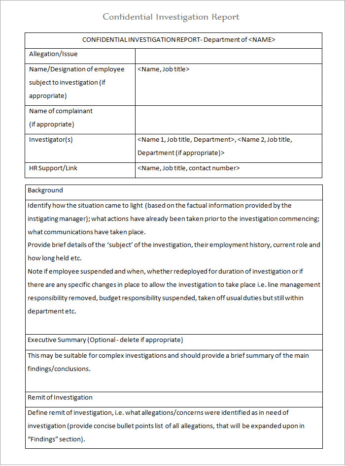 8+ Workplace Investigation Report Templates in Google Docs | MS Word ...