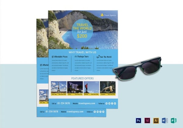 world travel agency flyer template