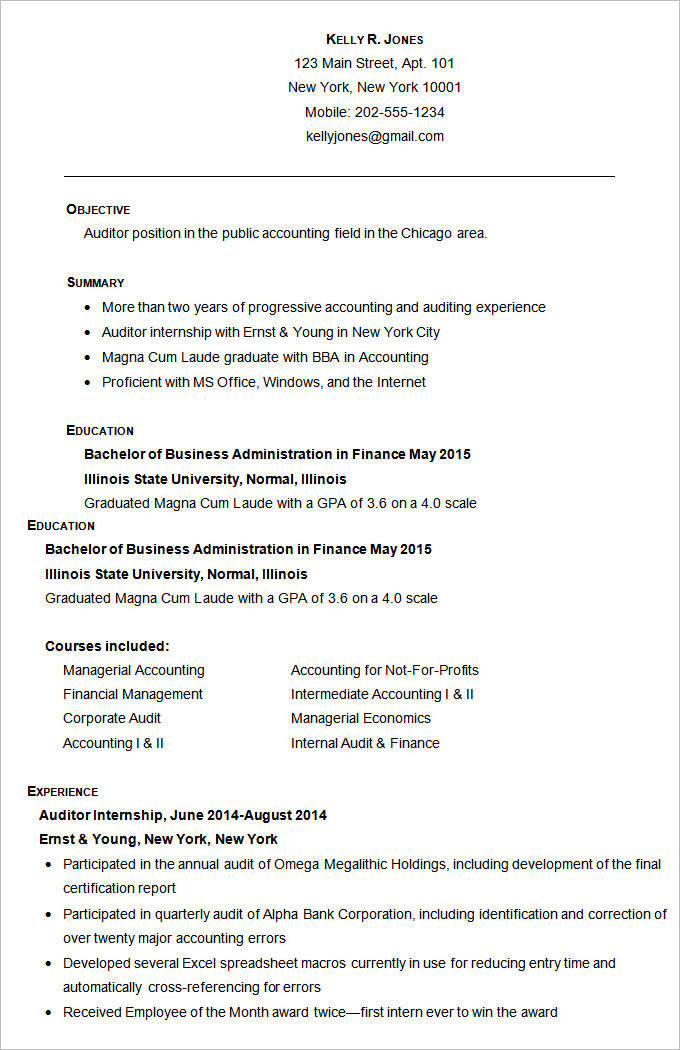 Resume Examples For Accounting Officer