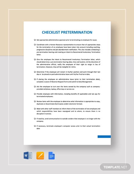 checklist-pretermination