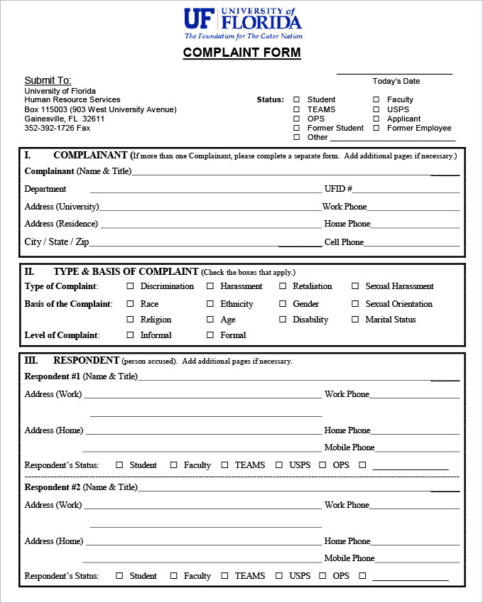 26+ HR Complaint Forms - Free Sample, Example Format