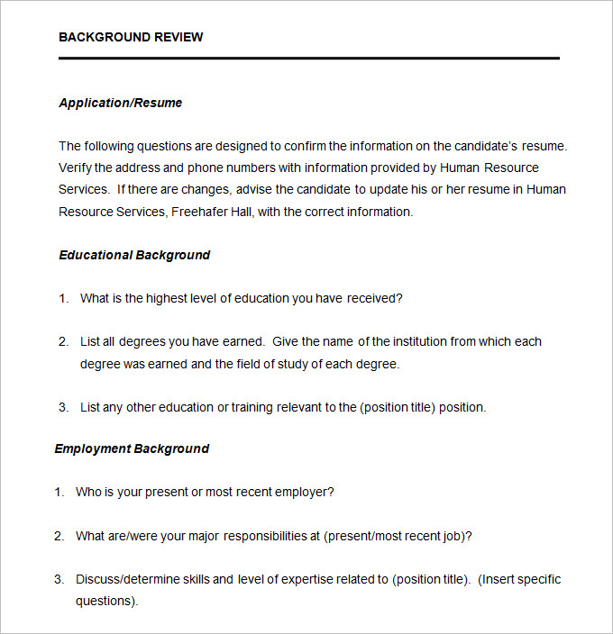 employee interview form