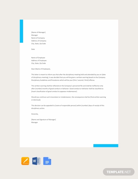 17+ FREE Sample Disciplinary Letter Templates - Word, Apple Pages ...