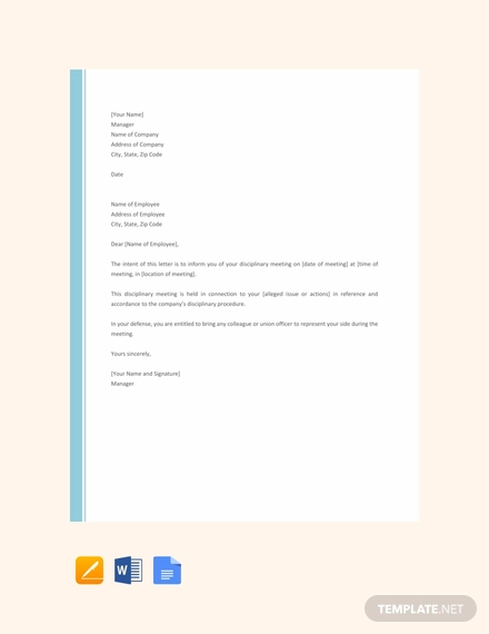 17+ FREE Sample Disciplinary Letter Templates - Word, Apple Pages ...