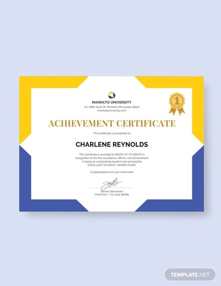 free school achievement certificate
