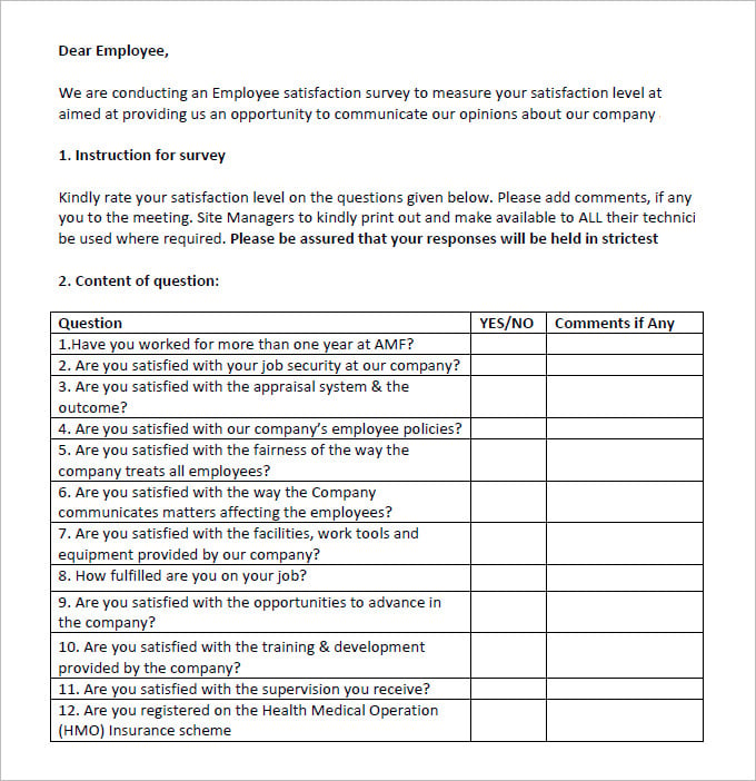 human resource survey form