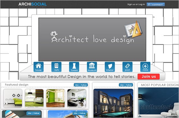 social website psd template for architects