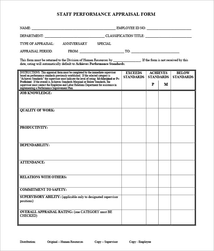 9 Yearly Appraisal Form Templates Word Excel PDF Templates