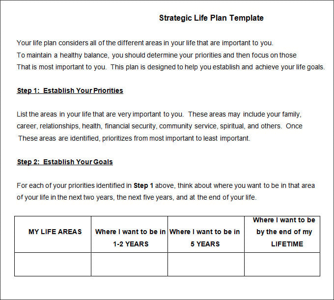strategic life plan template word