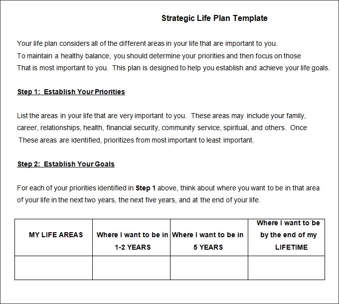 Life Plan Template 11 Free Word PDF Documents Download