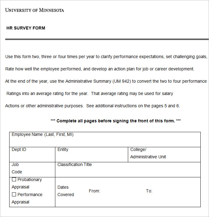 survey form template