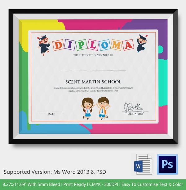 Diploma Certificate Template - 25+ Free Word, PDF, PSD, EPS, InDesign ...