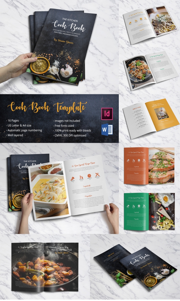 Kitchen Cookbook Recipe Book Template - Design Cuts