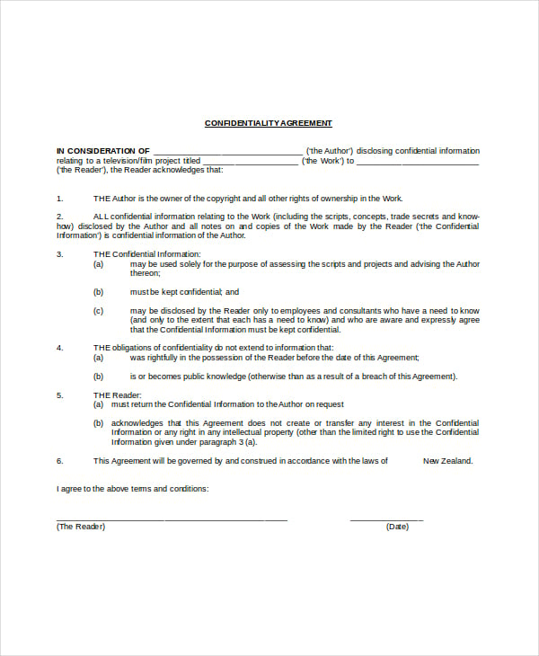 example basic confidentiality agreement