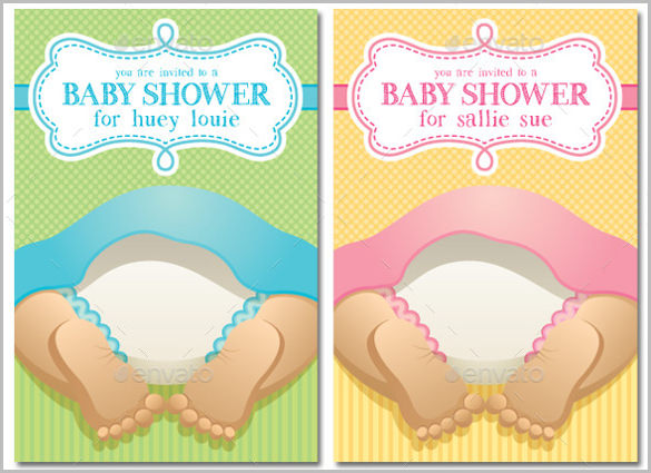 green yellow baby booty shower style invitation