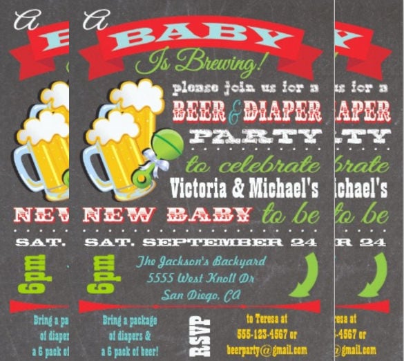 beer and diaper baby shower invitations