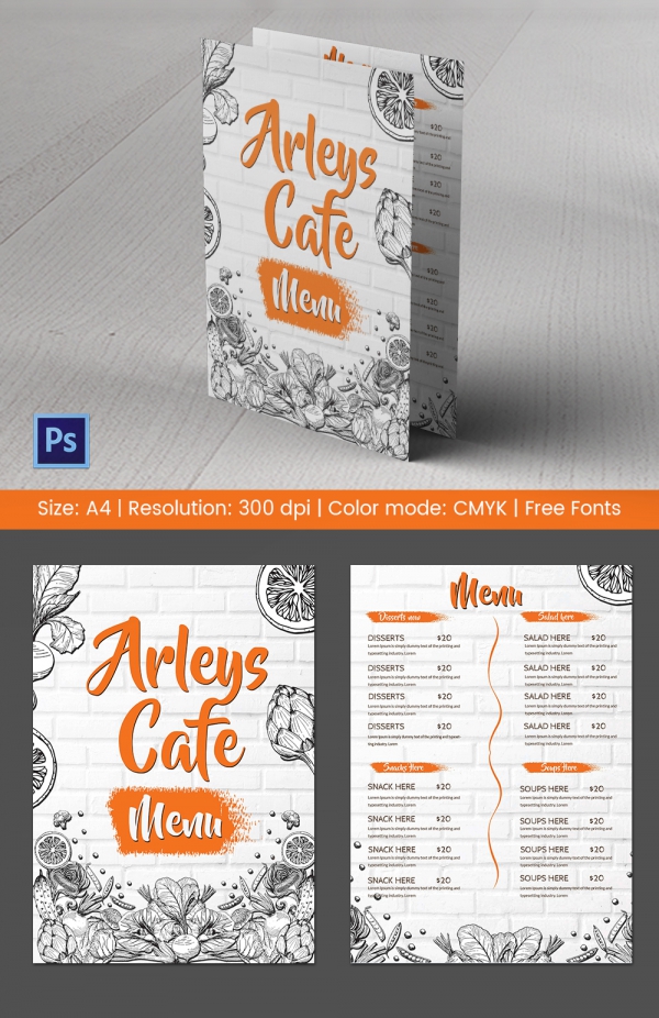 Cafe Menu Template 40 Free Word PDF PSD EPS InDesign Format 