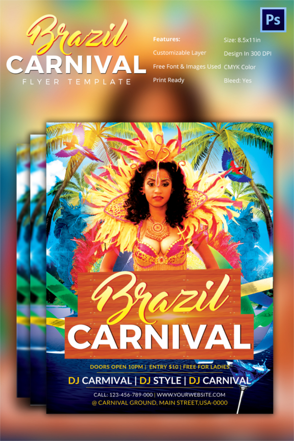 Brazil Carnival PSD Flyer Template